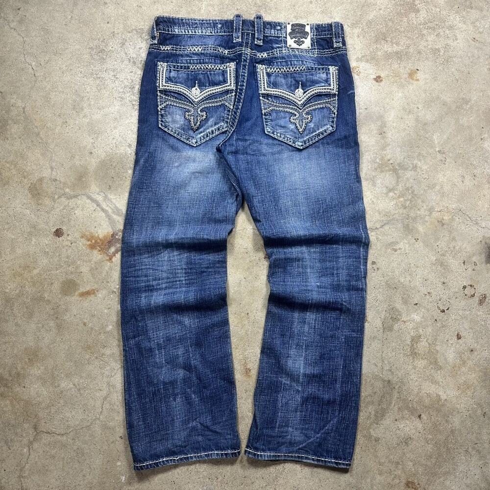 VTG Rock Revival Ricky Straight Denim Jeans Size 38x32